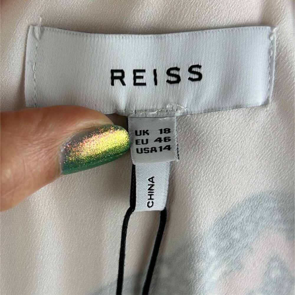 NWT REISS Hope Scarf Print Wrap Dress Asymmetrical Hem Pink White Black US 14 - Picture 11 of 16